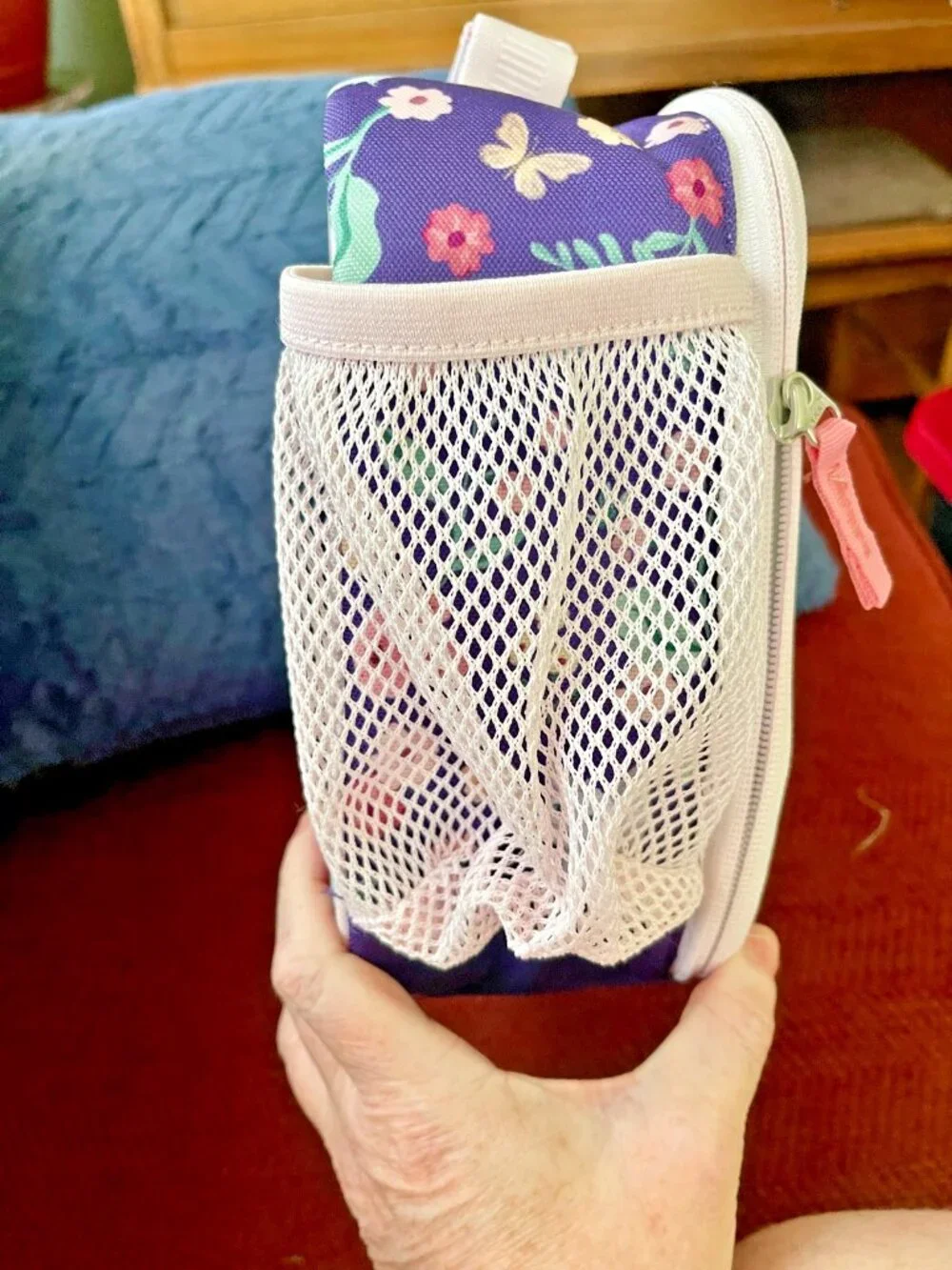 Pottery Barn Kids Cold Pack Lunch Box Kitty Floral Purple Pink Cats NWOT